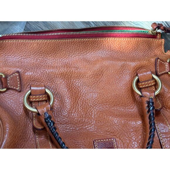 Dooney & Bourke Natural Brown Florentine Leather Satchel Top Handle Bag Purse - Picture 13 of 16